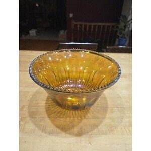 Vintage Indiana Glass Harvest Grape Marigold Carnival Punch Bowl Iridescent 12"